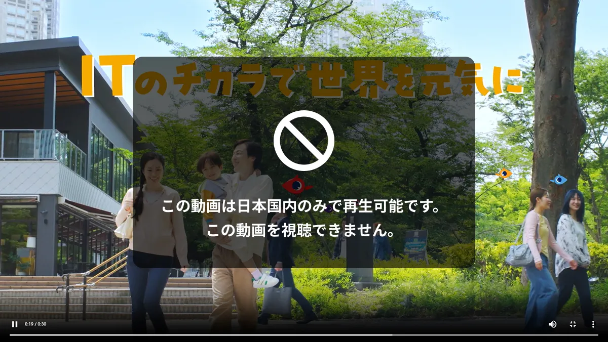 企業公式CM（デモ）：海外からアクセス